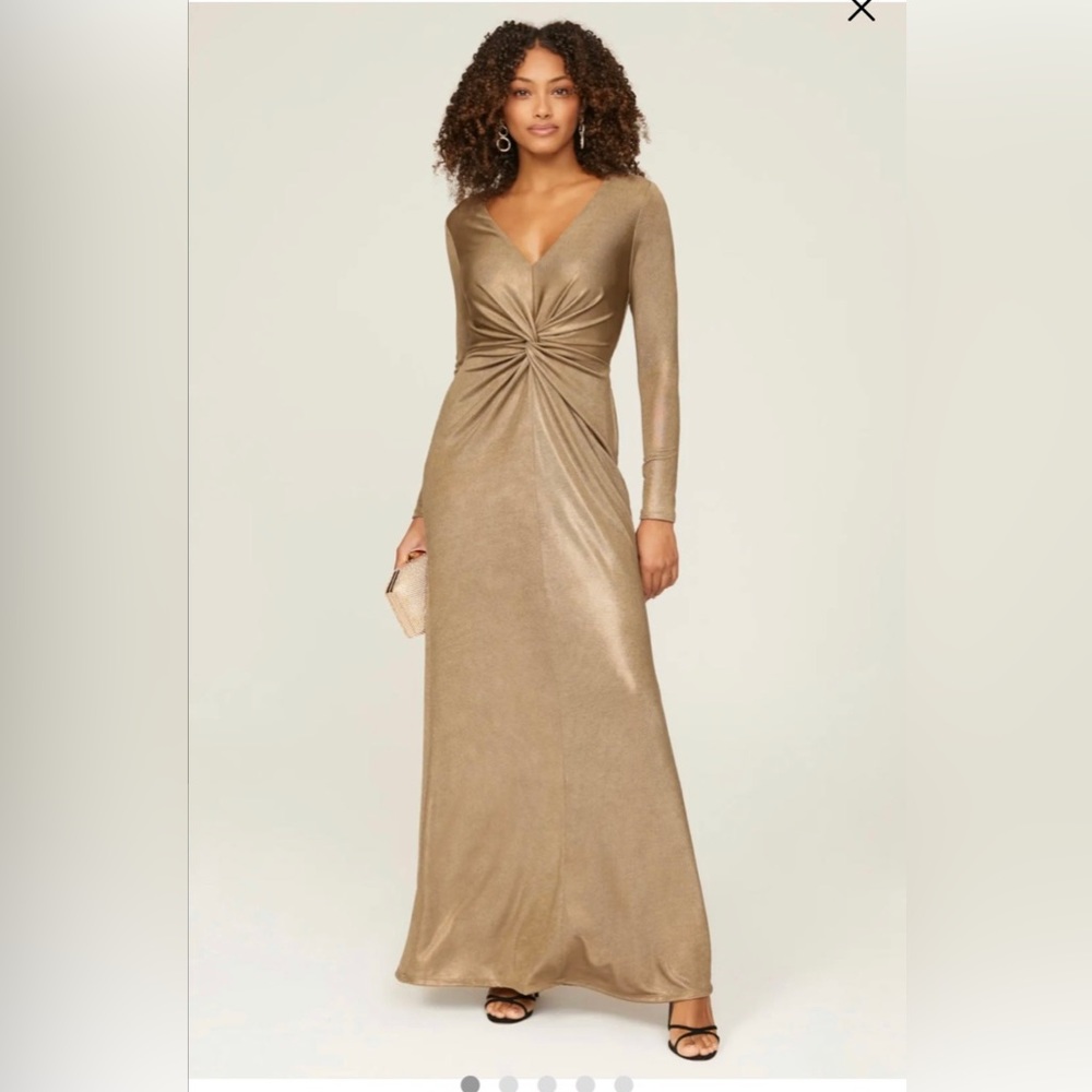 Ralph Lauren Size 0 Nadria Dress gold metallic gown